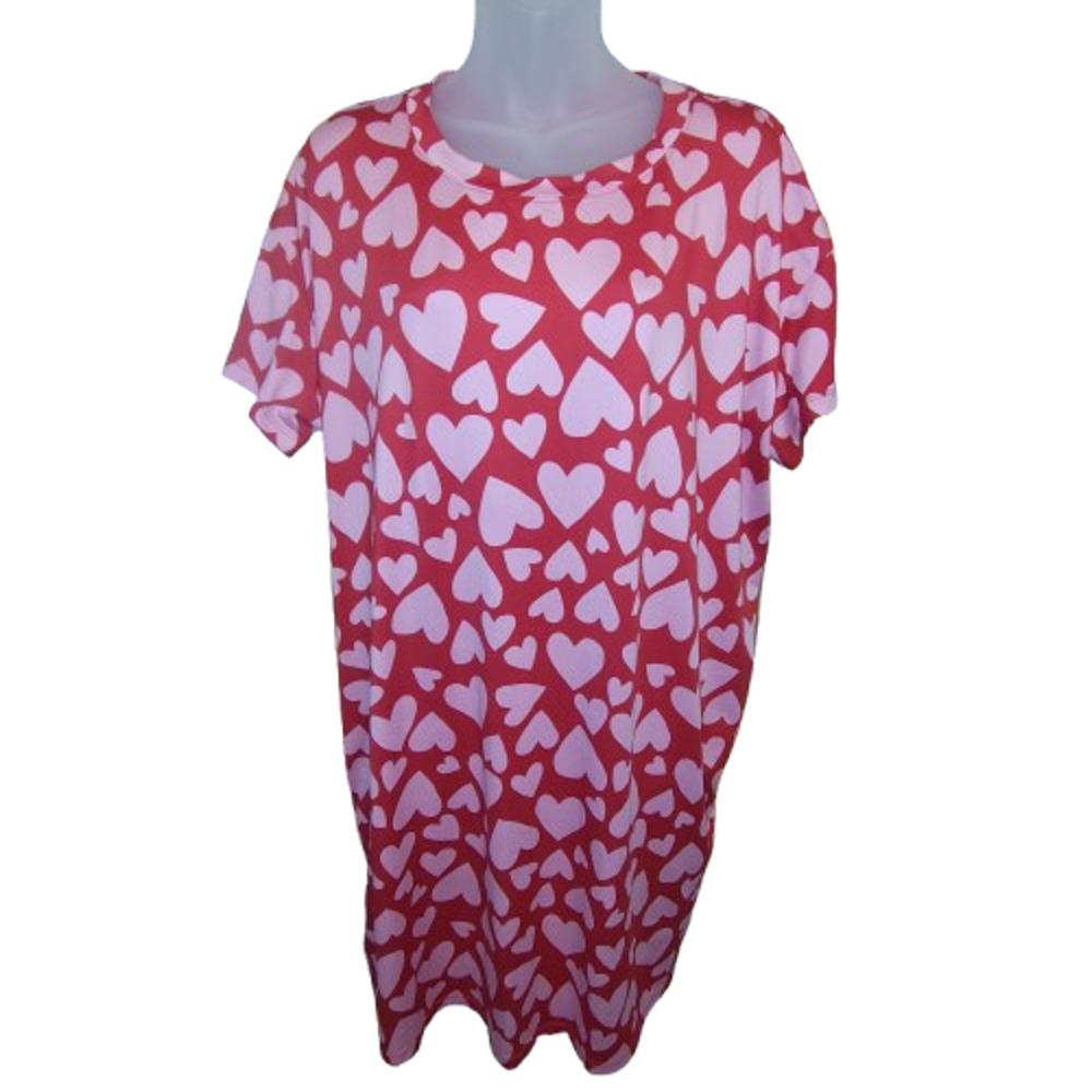 JOYSPUN Women’s Red Short Sleeve Heart Print Style Dress Size L-XL BG25